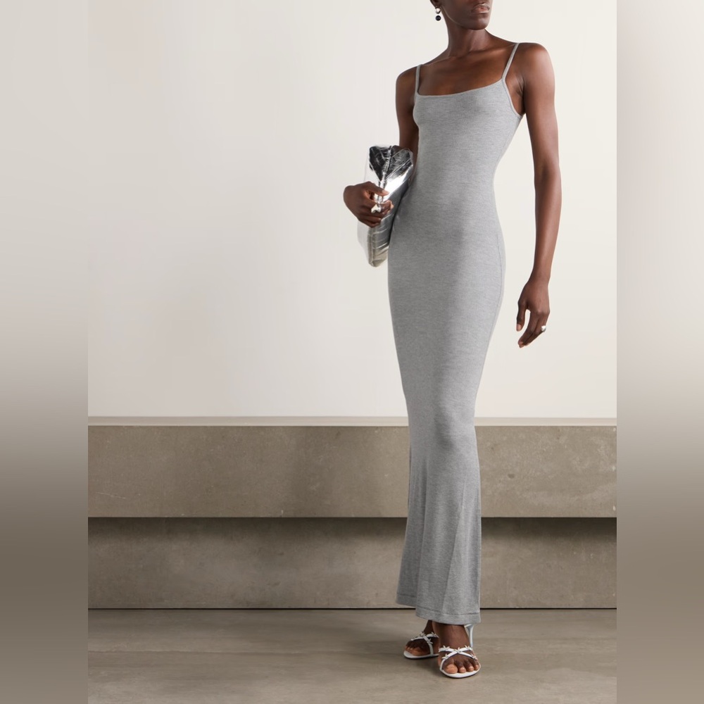 SKIMS Heather Gray Maxi Lounge Slip Dress